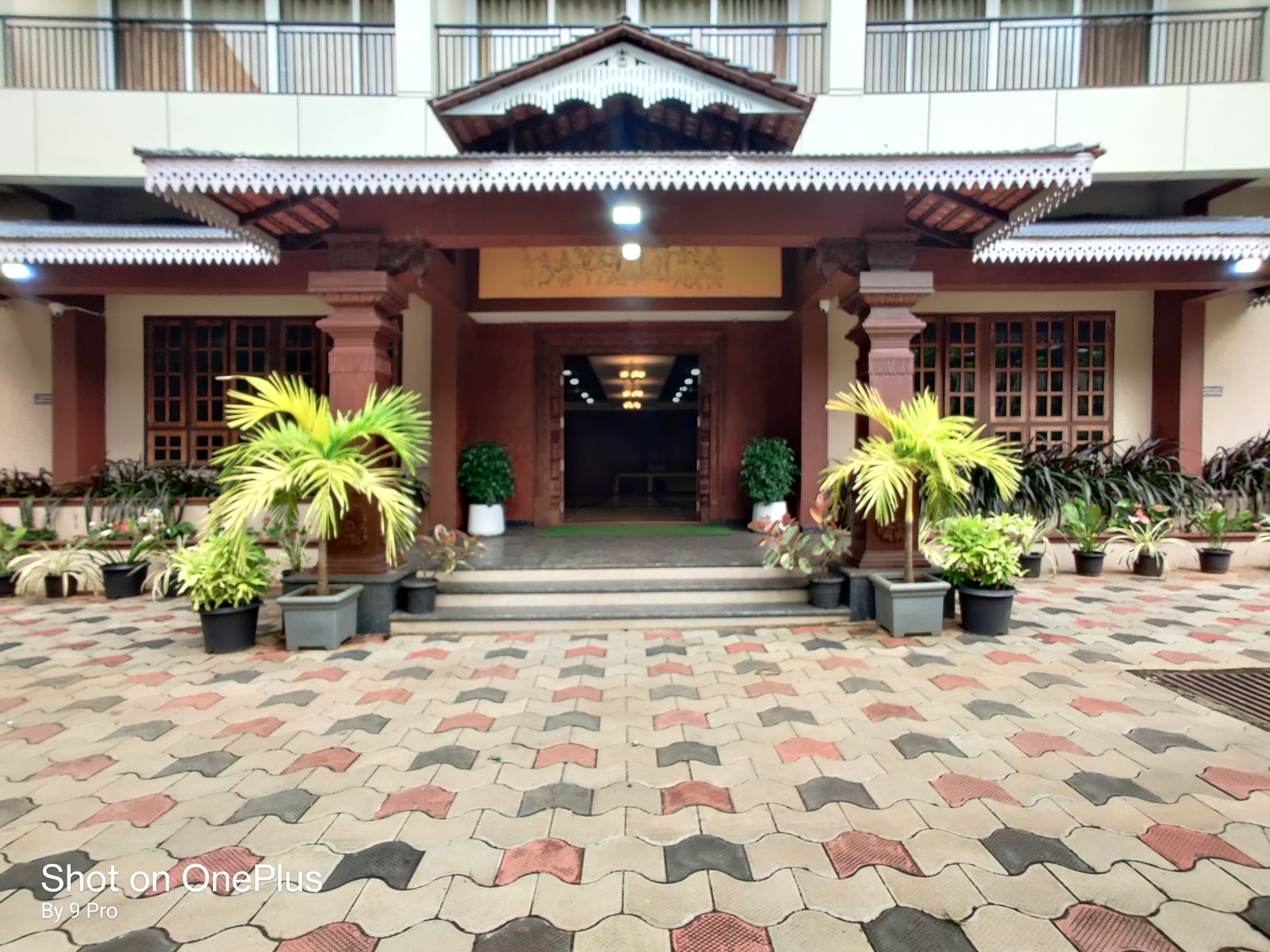 Courtyard area at Hotel Parijatha Inn near Dharmasthala